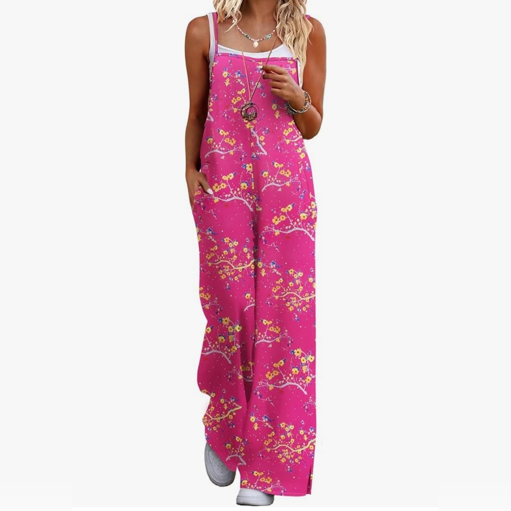 Ekouaer NWOT Causal Sleeveless Jumpsuit Summer Boho Wide Leg W/Pockets 3XL
